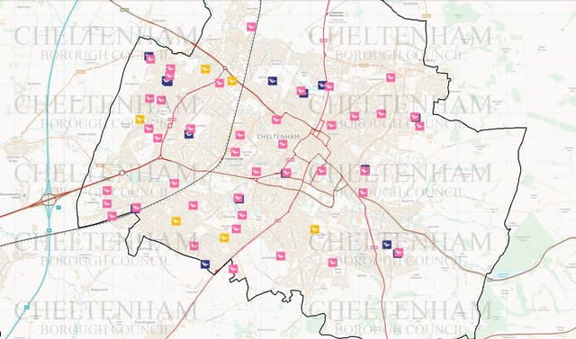 Play Areas in Cheltenham - Map